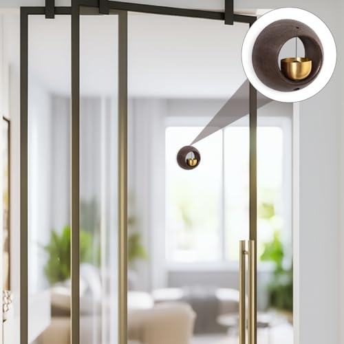 Image of HASTHIP Walnut Wooden Door Bell - Self Adhesive Without Wire Shopkeepers Bell Doorbell with Premium Brass Bells Dopamine Doorbell for Home, Office & Shop, Serene Sound, Creative Welcome Bells