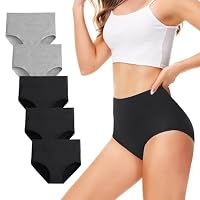 TUUHAW Womens Underwear Size 10 High Waisted Knickers Black Grey 5 Pack