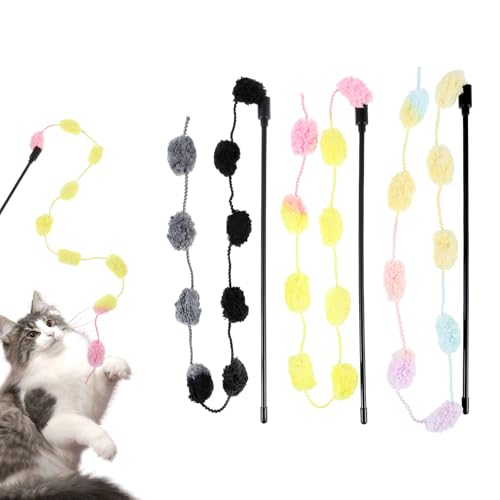InnoHHustle 3 Packungen Katzen Zauberstab Spielzeug Set, Katzenstäbchen-Spielzeug 30 cm interaktives Katzenstäbchen mit 60 cm Plüschball Regenbogenbandseil Regenbogenstoffseil InnoHHustle 3 Packungen Katzen Zauberstab Spielzeug Set, Katzenstäbchen-Spielzeug 30 cm interaktives Katzenstäbchen mit 60 cm Plüschball Regenbogenbandseil Regenbogenstoffseil