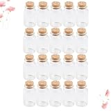 HOMOBABE Kleiner Glasflaschen und Dekoration für Selbstgemacht Geschenke im Shop 20 Stück mit Korken 30ml aus Glas mit Holz Korken zum Befüllen für Potpourri und Sand
