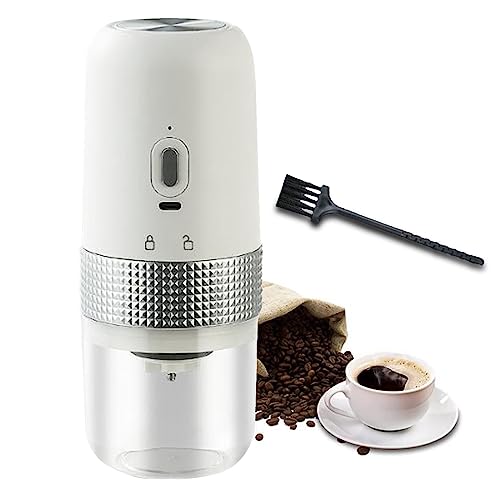 Macchina da caffè automatica - Macinacaffè senza fili, Macinacaffè automatico alimentato a batteria Macinacaffè facile a tazza singola Macinatura grossolana Macina spezie secche(White)