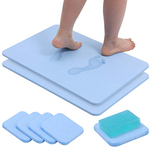Diatomaceous Earth Bath Mat Diatomite Bath Mat Diatom Mud Mat Fast Water Drying Absorbent Bath Mat Diatomite Absorbent Foot Pad Diatomite Toothbrush Holder Diatomaceous Earth Mat