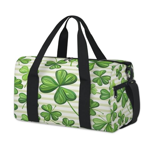 St.patrick's Day Travel Duffel Bag for Women and Men, Clover Branches Green Leaves Sport Tote Gym Bag Carry on Weekender Overnight Bags