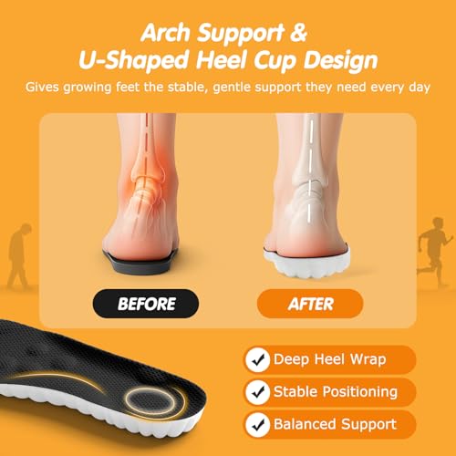 Image of 4D Cloud-Soft Comfort Insoles for Kids and Youth - Trim-to-Fit Insoles with Arch Support and Shock Absorption - Breathable Memory Foam Kids Shoe Inserts Designed for Growing Feet (US Youth 3Y - 4Y)