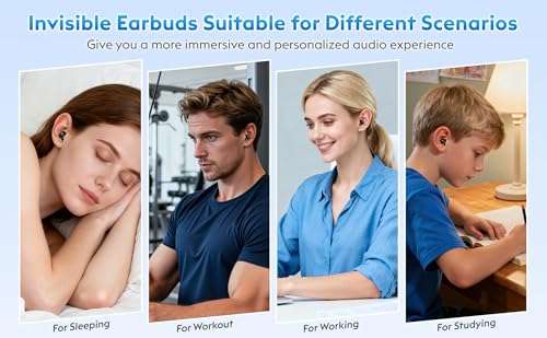 Image of Mini Sleep Earbuds for Side Sleepers, Comfortable Fit Ultra-Light Bluetooth 5.4 Invisible Sleep Headphones, LED Display Portable Case Small Earphones for Sleep Work Sports (Black)