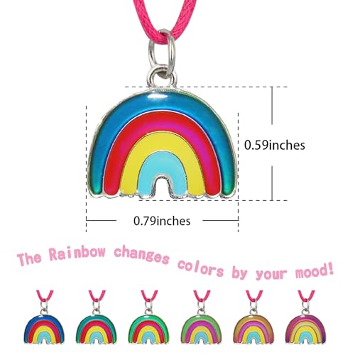 Cute Rainbow Color Change Pendant Mood Necklace Gift For Girls2