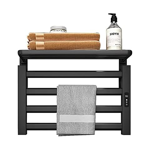 JMXD Handtuchheizkörper Elektrisch mit Touchschalter Timer Handtuchwärmer Handtuchtrockner Elektrisch Wandmontage Elektrischer Badheizkörper 80W Energieeffizient Heizkörper Bad Cover