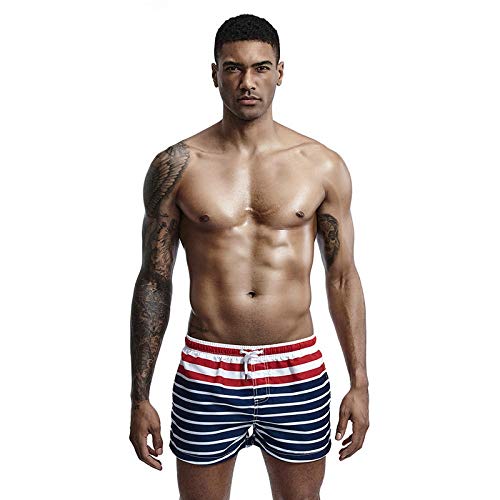 Preisvergleich Produktbild Shcro Sommer-reizvolle gestreifte beiläufige Kurzschluss-Männer Einfach Schlaf Bottoms nach Männlich Homewear Pants Men Sport Strand Shorts Pfeil Hosen (Color : Blue, Size : S)
