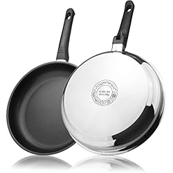 MAGEFESA ® Sabor set de sartenes 18 + 22 cm, antiadherente triple capa, fabricada en acero inoxidable, compatible con todo tipo de fuego, incluido induccion, fácil limpieza y apta para lavavajilla