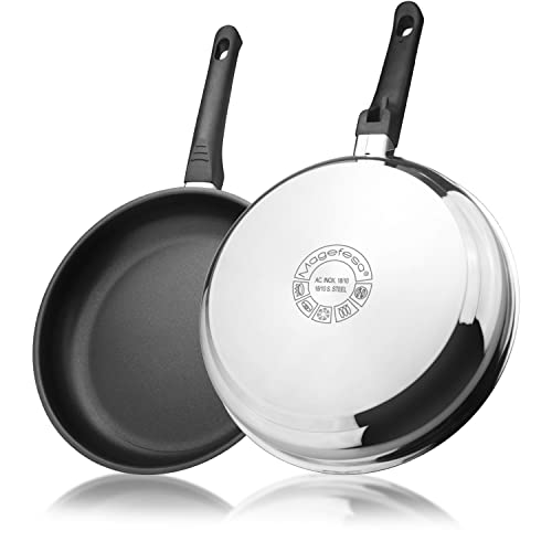 MAGEFESA® Sabor Set de sartenes 18 + 22 cm antiadherente Triple Capa, Acero Inoxidable,...