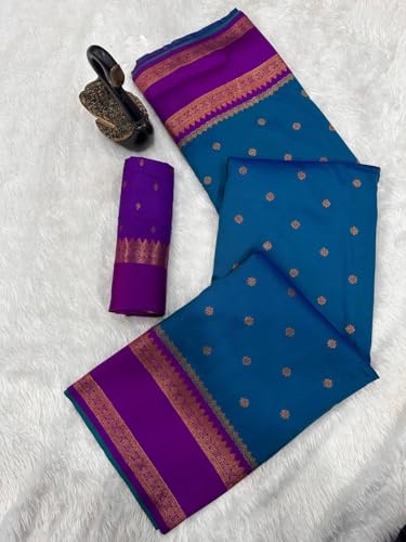 Image of Dharmavaram Pattu Paithani Saree Pure Silk Zari Weaving Floral Border Rich Pallu With Blouse Piece
