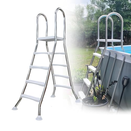Escalera para piscina sobre suelo 4 peldaños acero inoxidable miniatura 1