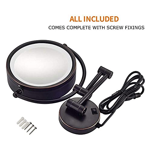 Miroir de rasage pliable double face avec éclairage intégré et bras extensible - 8