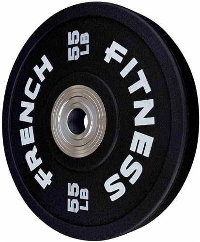French Fitness Competition Urethane Bumper Plate 55 lb Black – High-Durometer Urethane, Durable, Hard Chrome, Easy to Load, Minimal Sleeve Friction, Professional Weightlifting Equipment