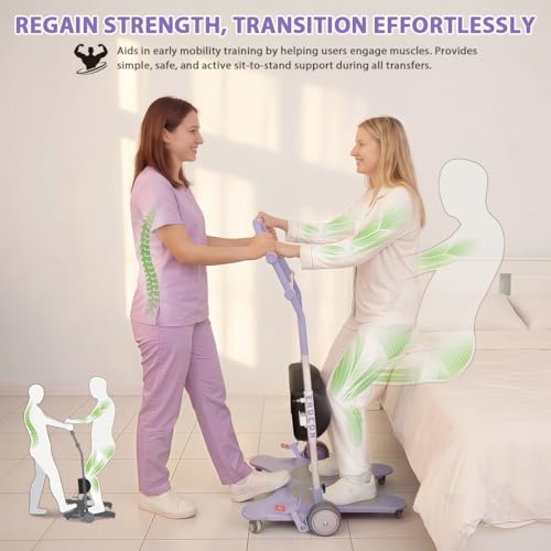 Image of Sit to Stand Patient Lift for Elderly - Standing Assist Device with Sliding Transfer Belt & Leg Support -Home Care Stand Assist Aid for Safe Transfer (SWL-330 lbs)