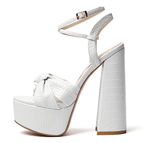 YODEKS Women's High Heels Sandals| Chunky Heel Platform Pumps| Peep Toe Ankle Strap Fashion Animal Print Summer Dress Shoes2