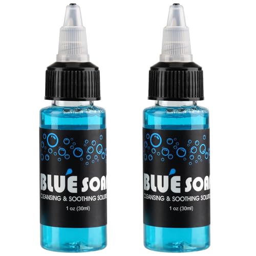 2Pcs Blue Tattoo Soap 1OZ Tattoo Supplies for Tattoos Piercings Clean Skin Equipment Colour Protection & Hydration Skincare for Women & Men