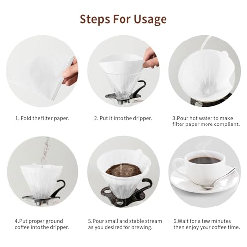 Coffee Filters, Size 02 White Cone Filters, 200 Count Disposable Natural Paper Filters 2-4 Cup, 02 Cone For Pour Over and Drip Coffee Maker