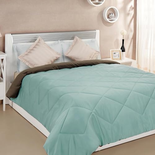 Image of Amazon Brand - Solimo Microfibre Reversible Comforter, Double (Sky Blue & Taupe Grey, 200 GSM)