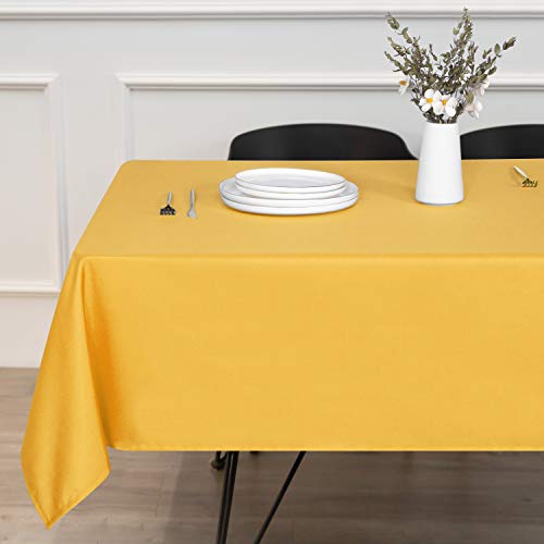 Image of sancua Square Tablecloth - 60 x 60 Inch - Stain and Wrinkle Resistant Washable Polyester Table Cloth, Decorative Fabric Table Cover for Dining Tables, Buffet Parties and Camping, Yellow