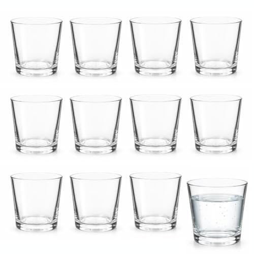 Generico Set di Bicchieri da Acqua in Vetro Trasparente 6-12 Pezzi – Bicchieri Resistenti e Lavabili – Perfetti per Acqua, Bibite e Cocktail – Design Classico (12)