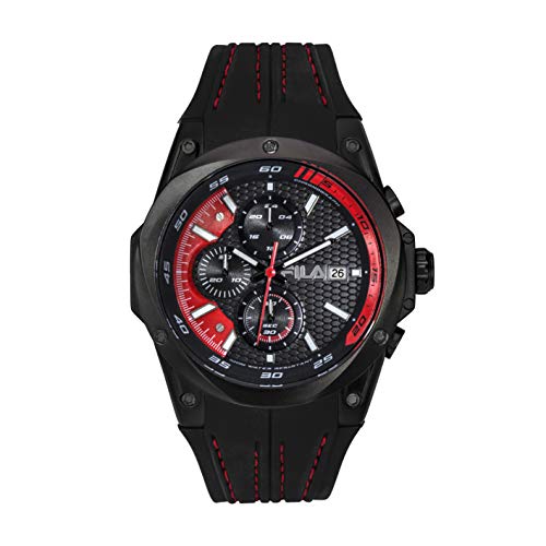 FILA Mens Watches - Men Watches - Chronograph Watches for Men - Mechanical Watch - Running Watch - Waterproof Watches for Men - Mens Watches Waterproof - Black and Red Fila Watch (Black and Red)