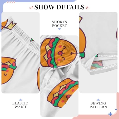 Cute Burger Boys Pants Boys Athletic Pants Long Pant for Boy with Pockets Wide-Leg Size 6-14Y4