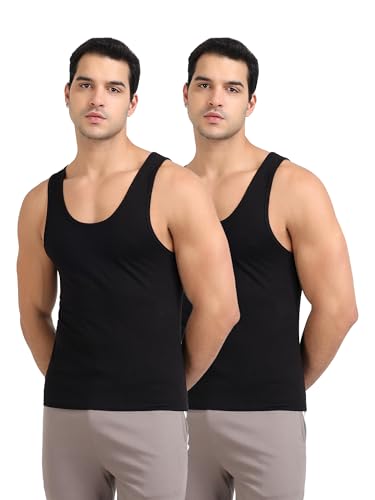 Image of Freecultr Cotton Vest for Men Sleeveless Lightweight Solid Round Neck Comfort Vest | Ultra-Soft Breathable Innerwear Sando for Gym, Sports, Workout, and Everyday Wear | Regular Fit and Durable Design