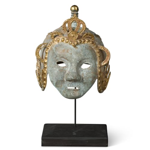 ChinaFurnitureOnline Hand Forged Bronze Chinese Masked Warrior Helmet