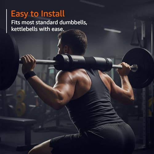Image of Amazon Basics Barbell Pad for Weight Lifting | Foam Cushion Squat Pad for Gym Rod | Hip Thrust Pad | for Neck & Shoulder Support | Black