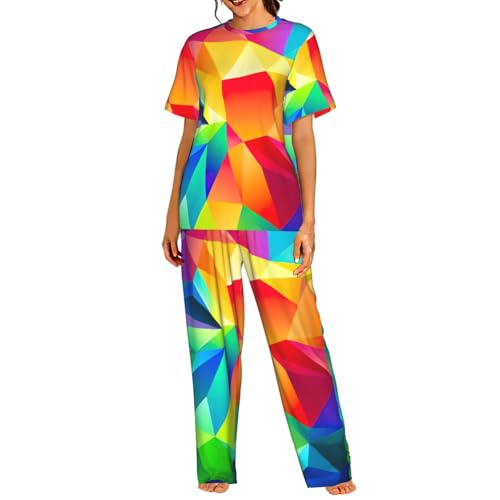 Pyjama manches courtes arc-en-ciel femme pour vos soirées cocooning et matins cocooning