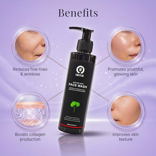 Image of Tatha Mature Face Wash with Glycolic Acid, Niacinamide & Plant Stem Cells | Reduces Pores, Dead Skin & Pigmentation | Anti-Aging, Hydrating & Gentle Cleanser | Paraben & Sulphate Free (Mature Skin)