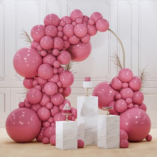 Image of PartyWoo Mauve Balloons 140pcs Different Sizes of 18 12 10 5 Inch Dusty Pink Rose Blush Boho Netural Balloon Arch Kit Garland for Baby Shower Wedding Engagement Birthday Party Decorations Pink-F02