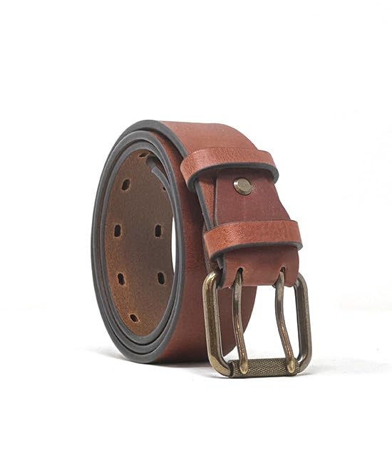 Double Prong Leather Belt for Men