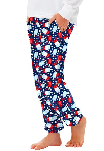 Image of Deerose 4th of July Pants American Flag Drawstring Sweatpants with Pockets 5-14 Years