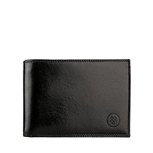 Maxwell Scott Portefeuille Format Carte d'identité 3 Volets en Cuir Italien de Luxe pour Homme - Gallucio Noir Cover