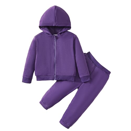 Chichoo Baby Girls Boys Toddler Hoodie Zipper Sweatshirt 2Piece Fall Clothes Sweatpants Jogger Outfits Set