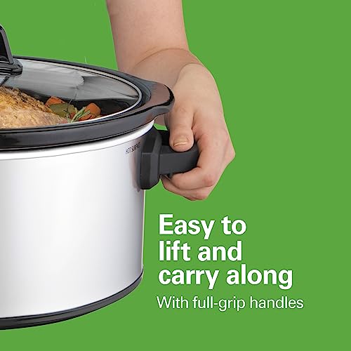 Hamilton Beach 6-Quart Slow Cooker with 3 Cooking Settings, Dishwasher-Safe Stoneware Crock & Glass Lid, Silver (33665G) - Image 5