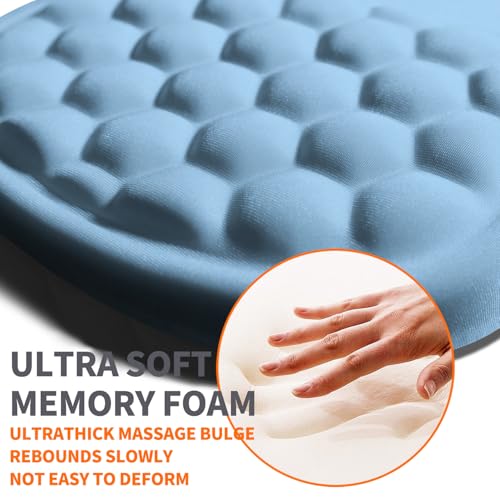 Image of Ergonomic Joint Wrist Support Mouse Pad with Memory Foam Cushion Massage Bump, Carpal Tunnel Pain Relief Mousepad Slope Design for Wrist Rest, 11.8x7.9 in, LightSkyBlue