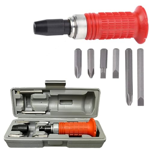 Image of Inditrust Impact Screwdriver With Chrome Vandium Steel Bits And Handle Multi-Functional Portable Screw Driver Tool Machine For Nut Bolt Opening Left /Right rotation (WITH 6 BITS)