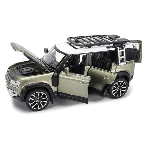 Image of 1:32 Compatible for Land Rover Defender 110 Diecast SUV | Metal Pull Back Toy Car with Sound, Light & Openable Doors | Alloy Model Car for Kids, Boys, Girls & Collectors (Green)