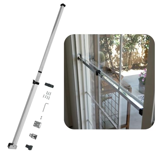 SECURITYMAN Sliding Door Security Bar-Child Proof Sliding Door Lock Bar with Anti Lift Lock - Fits Most Doors & Windows - Adjustable Patio Door Security Bar (18.75"- 51.1") Chrome
