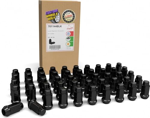 Image of Wheel Accessories Parts 60 Pcs M12 x 1.25 12 x 1.25 Thread Bulge Acorn 1.90 inch Long Lug Nuts Black Chrome 3 /4 inch 19mm Hex Fits Nissan Titan (Non XD)