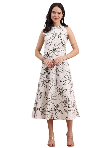 Image of Yash Gallery Women's primium Fabric Printed Midi Dress for Women & Girls