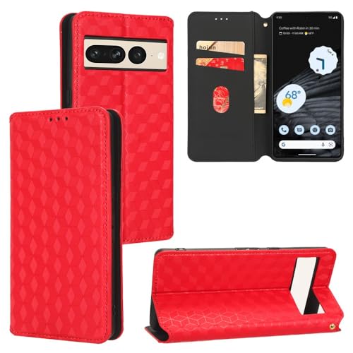 Housse Google Pixel 9 Pro XL rouge rabat magnétique et fonction portefeuille