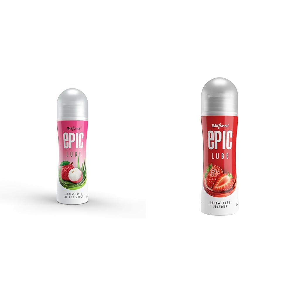 Manforce Epic Lube Combo Pack (Lubrication Gel for Men & Women) |Strawberry & Aloe-Vera, Litchi Flavoured |Water-Based Gel |Skin-Friendly |Safe to Use with Condoms |60ml | Pack of 2-image-48
