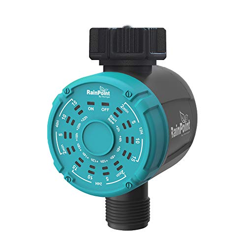 RAINPOINT Sprinkler Timer, 1-Outlet Water Timer Hose Timer, Automatic ON Off Irrigation Timer and One Key Irrigation Controller, Water Sprinklers for Outdoor Yard, Garden, Lawns