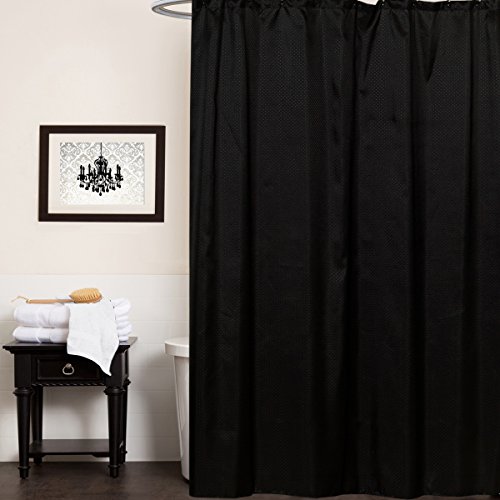 Sweet Home Collection Cortina de ducha de baño de 70 x 72 pulgadas, resistente y duradera, resistente al agua, con patrón único de diamantes en relieve, color negro