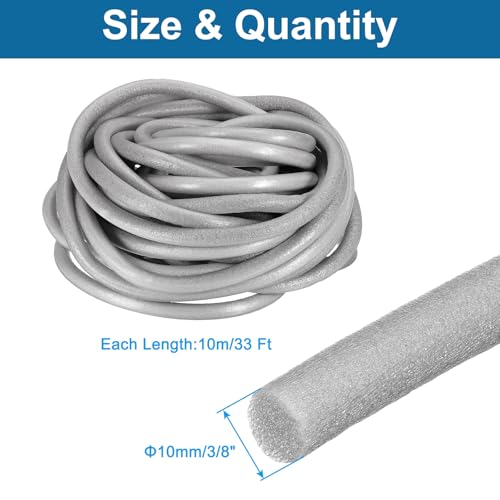 Image of PATIKIL 3 /8 inch x 33 ft Foam Backer Rod, Foam Caulk Saver Concrete Expansion Joint Filler Weather Strip for Sealing Concrete Gaps, Crack Joint Sealer, Grey