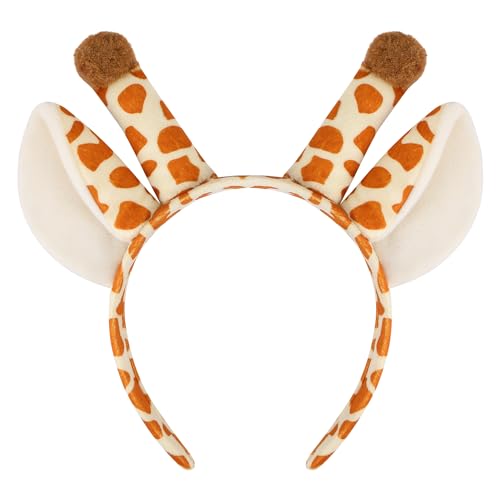 EVERMARKET Plush Giraffe Ears Headband Horns Headband,Halloween Christmas Festival Theme Party Animal Cosplay Costume Headwear (Giraffe)